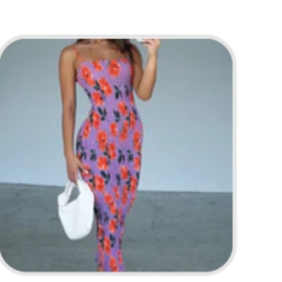 Floral Maxi Skirt with Red and Purple Design. White fox dress - Picture 3 of 3